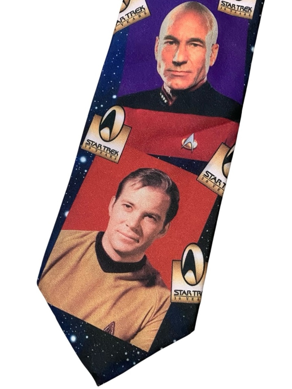 Vintage 1996 Star Trek Tie Ralph Marlin Kirk Picard Sisko Janeway Captains - Picture 4 of 9